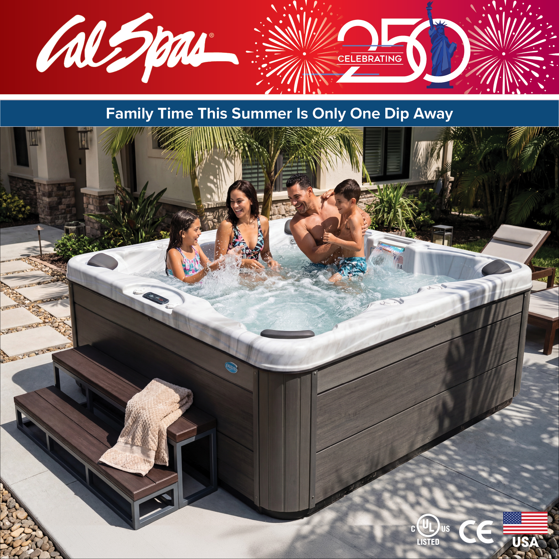 Calspas hot tub being used in a family setting - Sonora